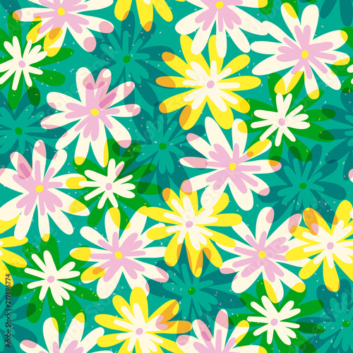 Seamless floral pattern with simple flower. Modern vector illustration. Abstract background for design  fabric and print.
