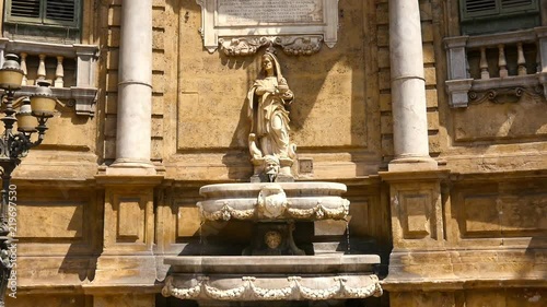 Statue at the monumental Praetorian Fountain in the heart of the historic centre on Piazza Pretoria in Palermo, Italy

 photo