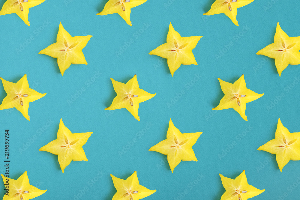 Colorful fruit pattern of fresh carambola Colorful fruit pattern of fresh carambola