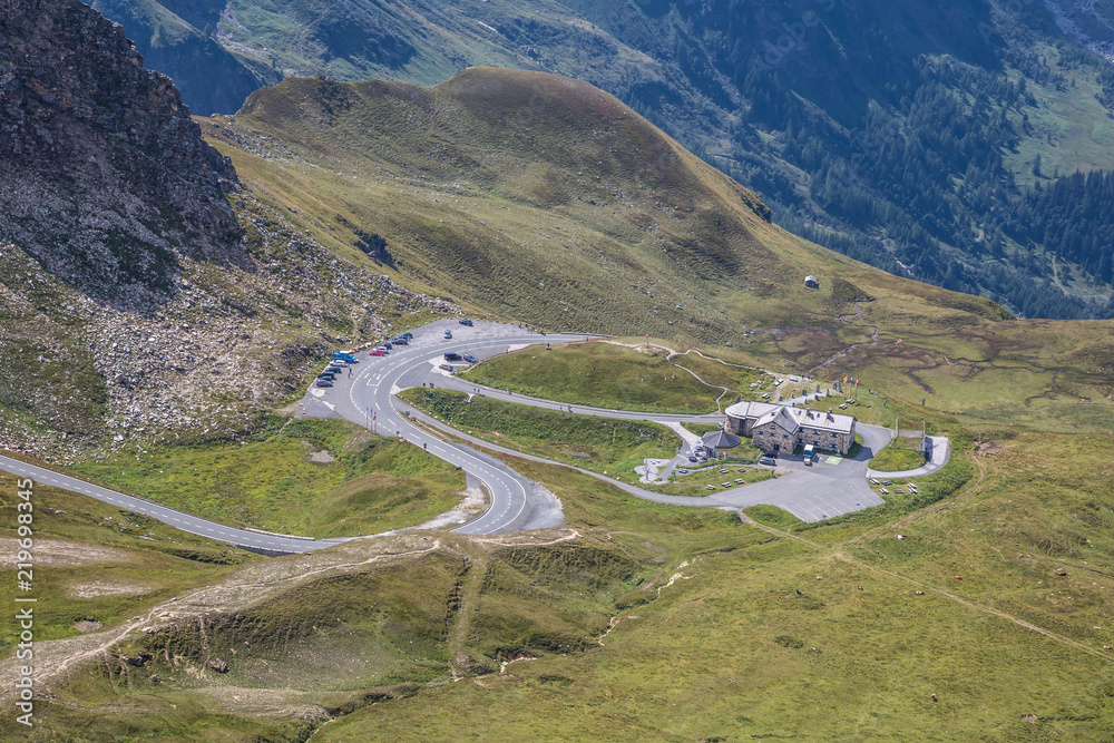 Alpine valley, high mountain roads