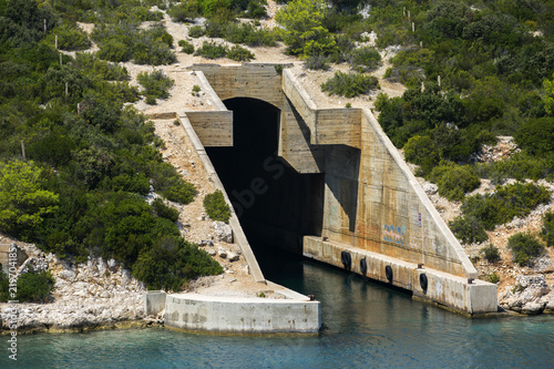 Military submarine bunker - Vis island, Croatia photo