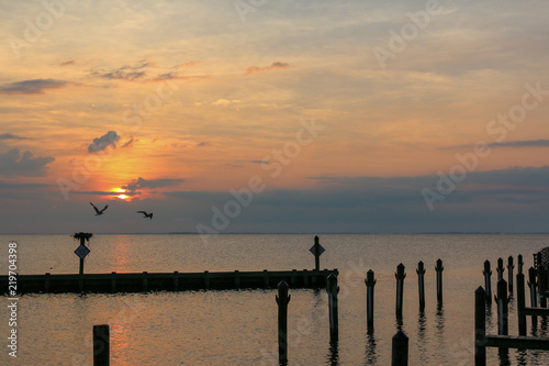 Southern Maryland Sunrise at North Beach Pier in Calvert County Maryland USA
