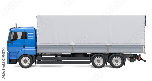 Lorry with tarp system van. 3D rendering