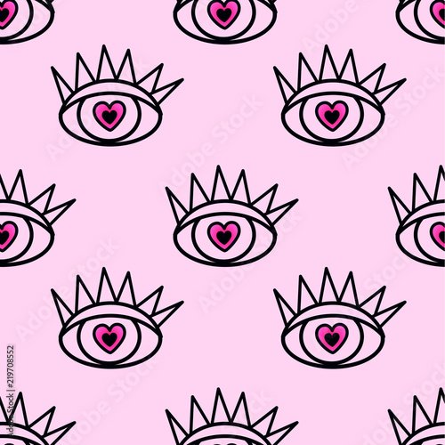Abstract seamless sport eyes pattern for girls, boys. Creative sport vector pattern with psychodelic eyes. Funny eyes pattern for textile and fabric. Fashion sport style. Background for kids, girls