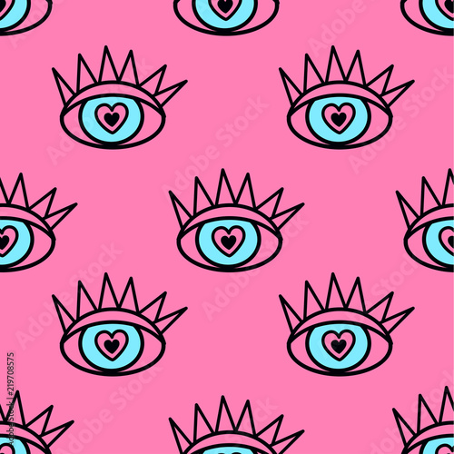 Abstract seamless sport eyes pattern for girls, boys. Creative sport vector pattern with psychodelic eyes. Funny eyes pattern for textile and fabric. Fashion sport style. Background for kids, girls