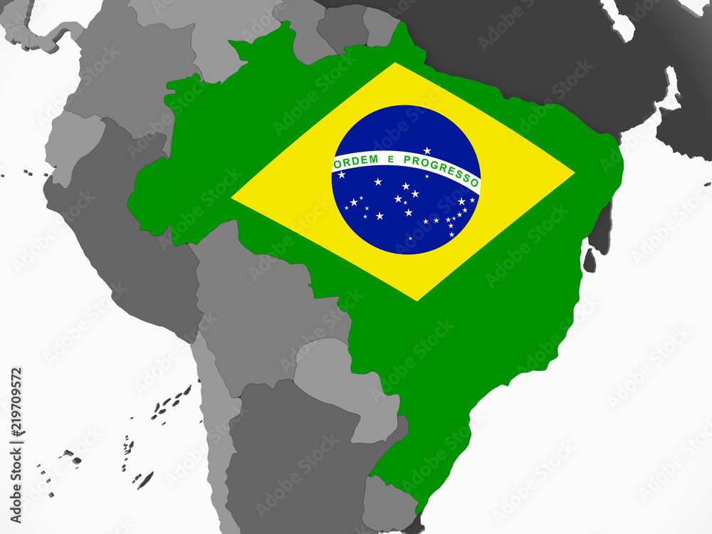 Fototapeta premium Brazil with flag on globe