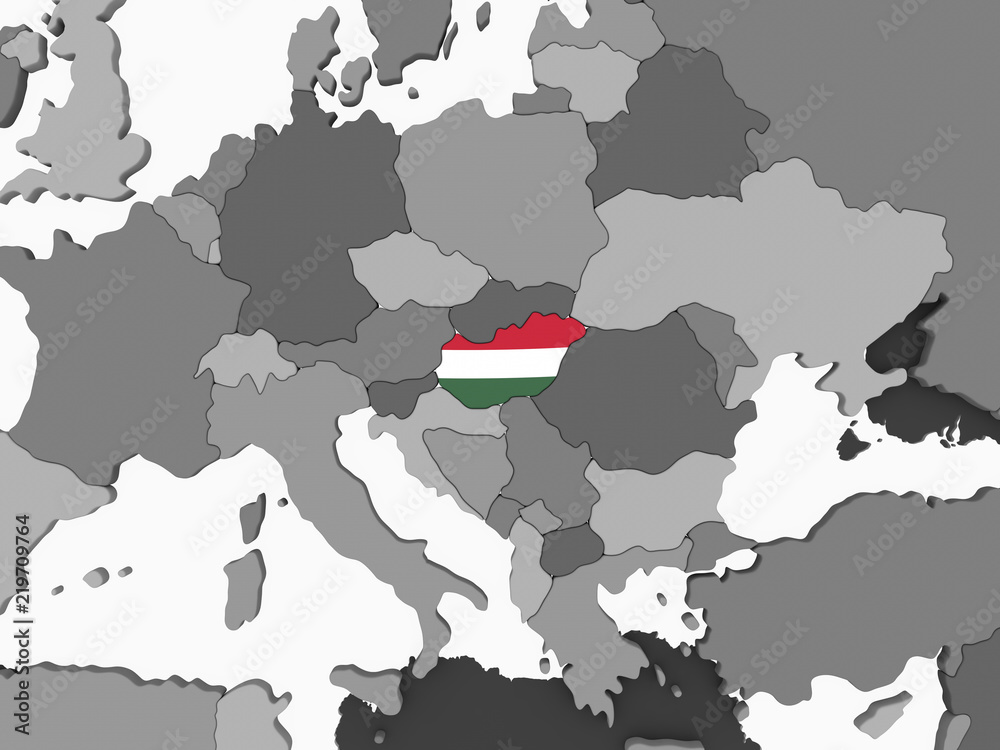 Fototapeta premium Hungary with flag on globe
