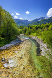 Amazing river in the mountains, Mostnica Korita, Julian alps in Slovenia