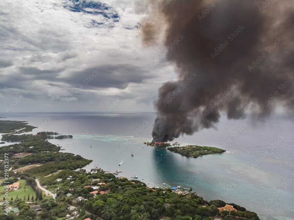 Disaster Fire On Small Caribbean Resort Island