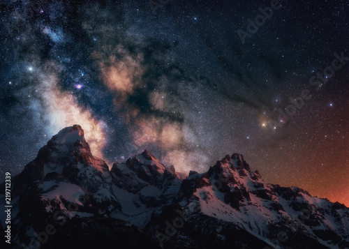 The core of the milkyway rising up over the Grand Tetons in Wyoming photo