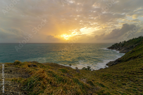 Seascape sunset cloud sky heather