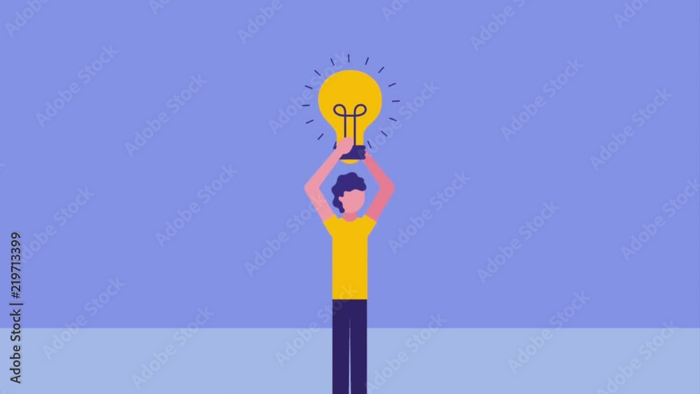 businessman holding bulb idea innovation animation hd