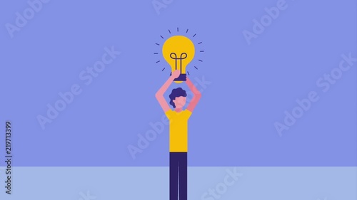 businessman holding bulb idea innovation animation hd photo