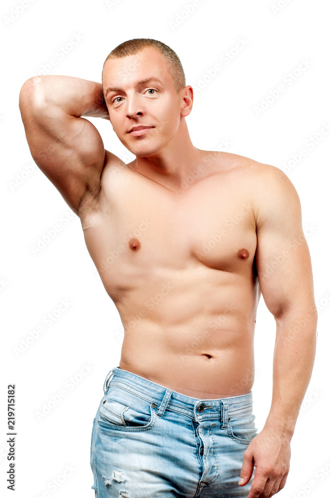 Diet Muscular man with perfect body. Fitness man showing six pack Diet Muscular man with perfect body. Fitness man showing six pack