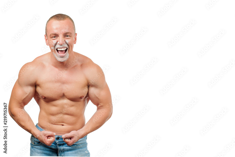 Muscular man taking protein sports nutrition Muscular man taking protein sports nutrition