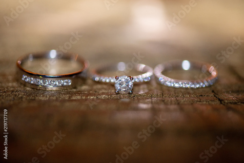 Bride and Groom Diamond Wedding Rings side by side