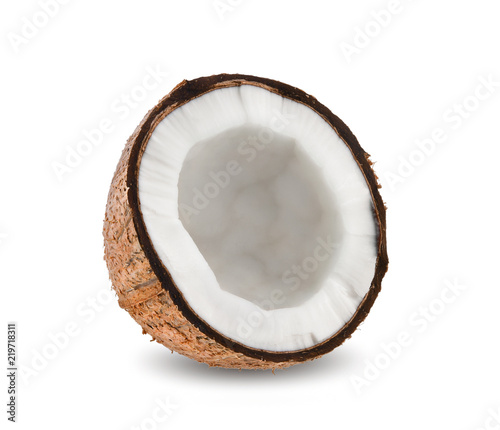 Coconut with shadow isolated on white background