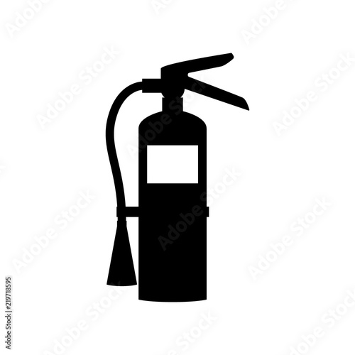 Fire extinguisher black isolated icon sign. Fire extinguisher vector symbol.