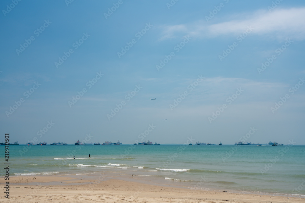 Air, Sea and beach at east Coast Park in Singapore