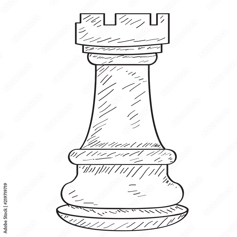 Hand-drawn sketch of rook chess piece on a white Vector Image