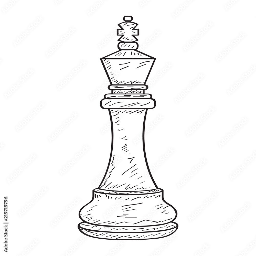 Retro sketch of a king chess piece Stock Vector