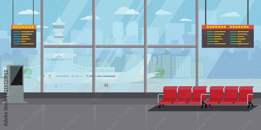 Obraz na plátně Airport Interior Waiting Hall Departure Lounge Modern Terminal Concept