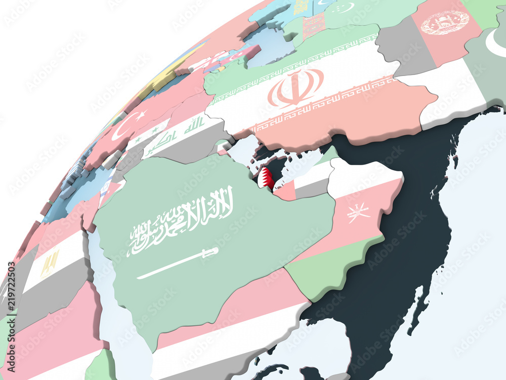 Fototapeta premium Qatar with flag on globe