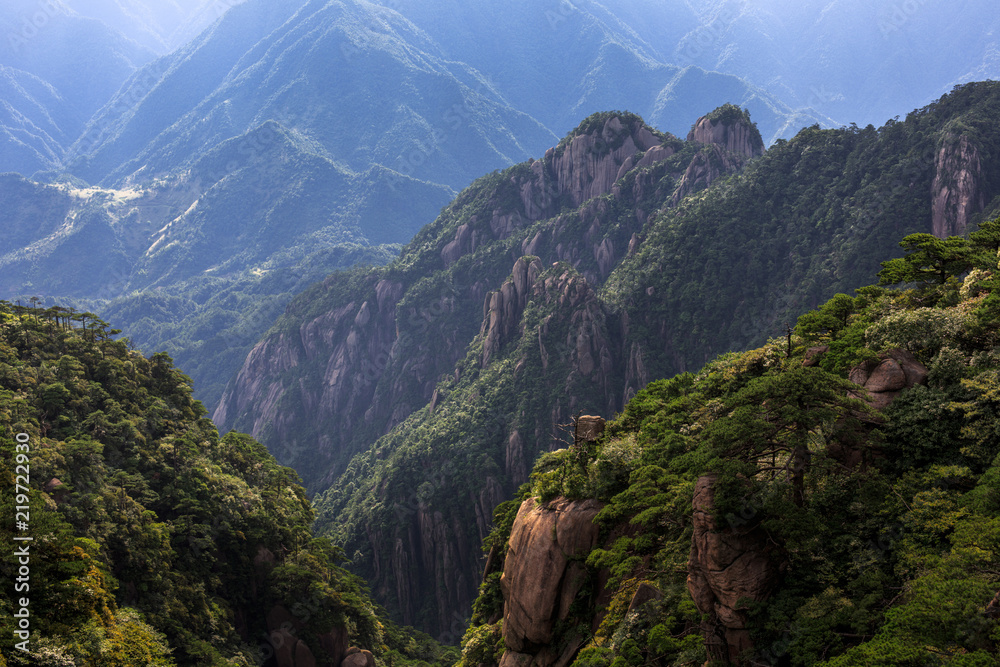 Sanqingshan, Mount Sanqing National Park - Jiangxi Province China. National Geopark and Sacred Taoist Mountain, UNESCO World Heritage. Exotic Pine Trees, Yellow Granite Mountains, similar to Huangshan Sanqingshan, Mount Sanqing National Park - Jiangxi Province China. National Geopark and Sacred Taoist Mountain, UNESCO World Heritage. Exotic Pine Trees, Yellow Granite Mountains, similar to Huangshan
