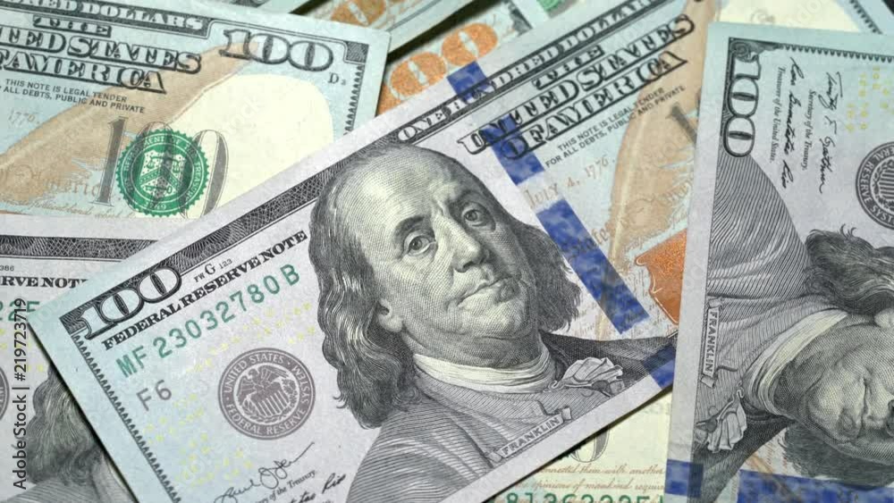 Money , US dollar bills slow motion 