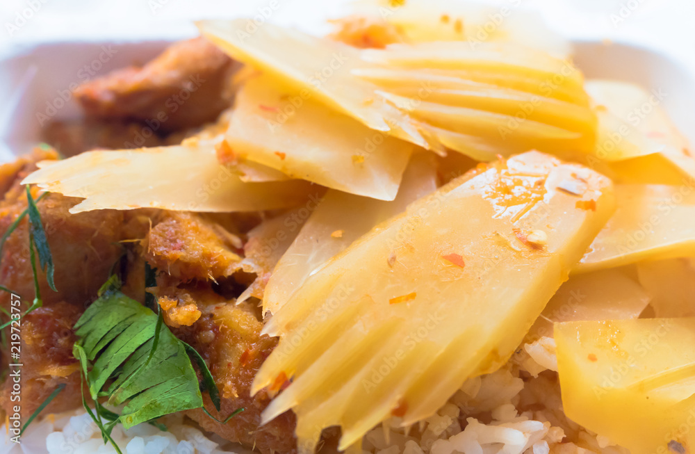 Thai Food, Kaeng Som Malako, curry orange close up Thai Food, Kaeng Som Malako, curry orange close up