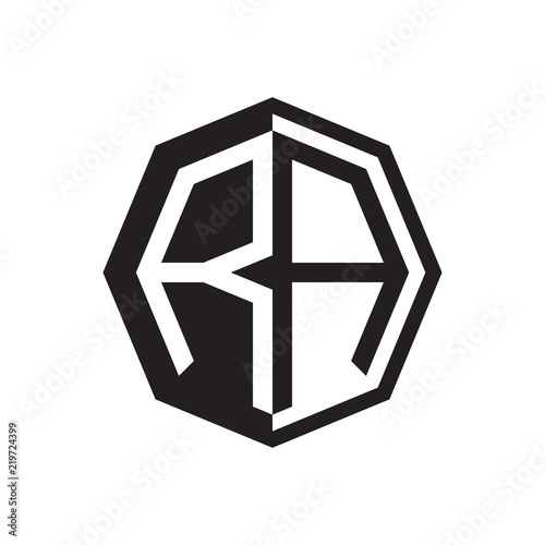 two letter RA octagon negative space logo