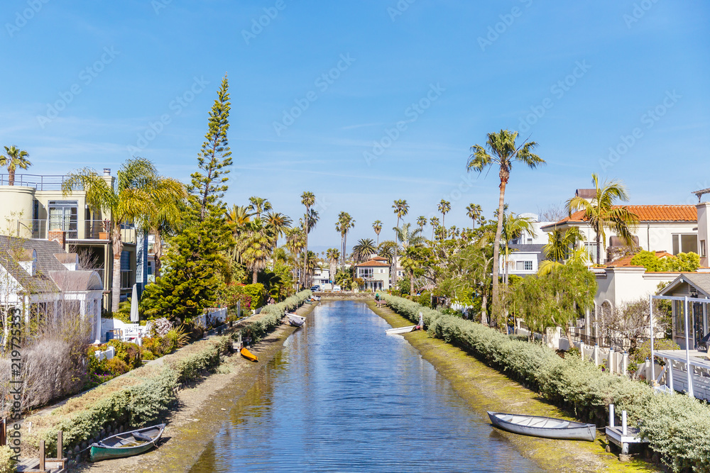 Canals and Houses in Venice, Los Angeles, California