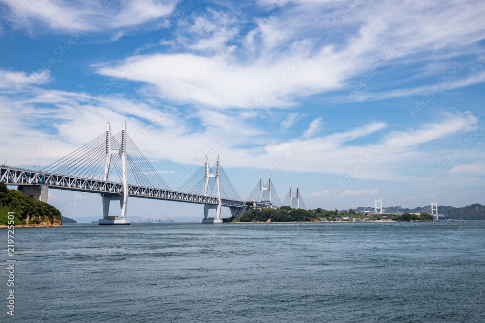 Seto Ohashi Bridge(Cable-stayed bridge and suspension bridge) in seto inland sea,shikoku,japan