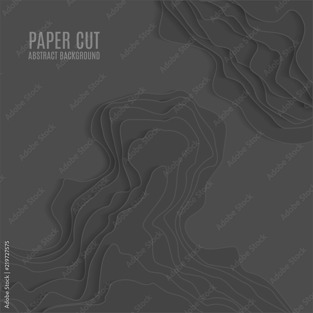 Paper cut background. Abstract realistic paper decoration for design textured with cardboard wavy layers. 3d Relief. Carving art. Vector illustration. Cover layout design template.