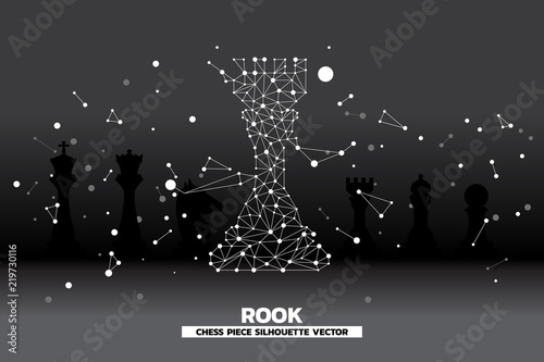 low polygon dot connected line of rook chess piece vector. icon for planning and strategy thinking