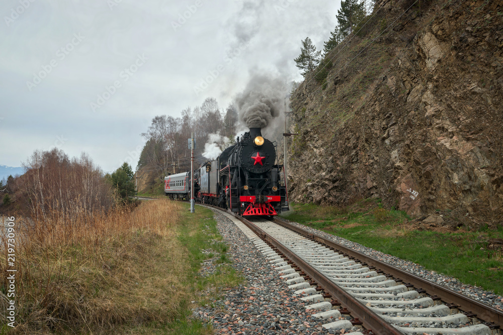 Old steam locomotive on the Circum-Baikal RailwaySC Old steam locomotive on the Circum-Baikal RailwaySC