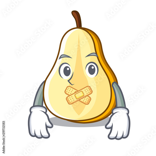 Silent sliced fresh juicy pear mascot cartoon