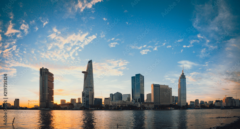 Beautiful landscape sunset of Ho Chi Minh city or Sai Gon, Vietnam