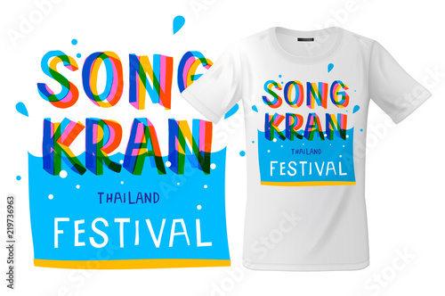 Photography Songkran Festival in Thailand, Thai New Year, T-shirt design, modern print use for sweatshirts, souvenirs and other uses, vector illustration
