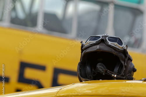 фотографія Vintage helmet on a classic warbird