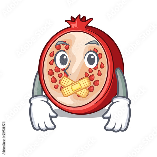 Silent cartoon fresh pomegranate and its half