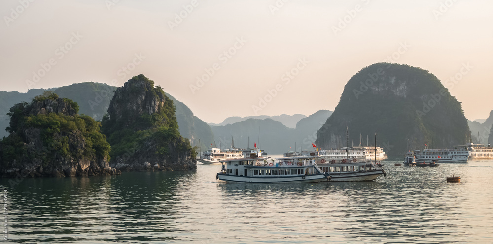 Beautiful Halong Bay landscape view ,it is the UNESCO World Heritage Site. Halong Bay is a beautiful natural wonder in northern Vietnam near the Chinese border.