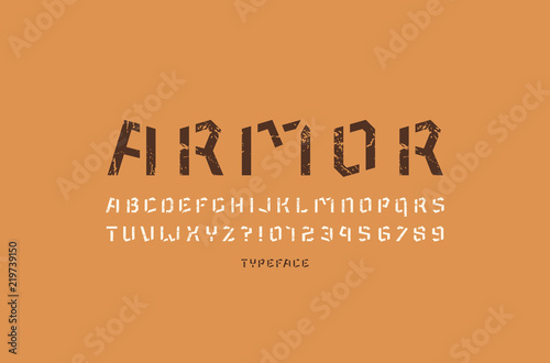 Stencil-plate sans serif font in military style