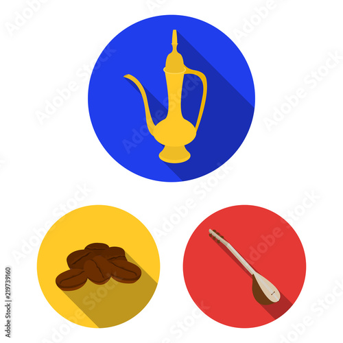 Turkey country flat icons in set collection for design.Travel and attractions vector symbol stock web illustration.