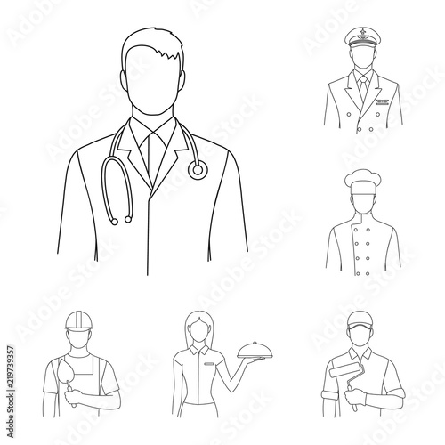 People of different professions outline icons in set collection for design. Worker and specialist vector symbol stock web illustration.