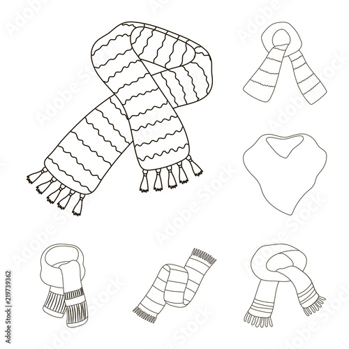 Scarf and Shawl outline icons in set collection for design.Clothes and Accessory vector symbol stock web illustration.