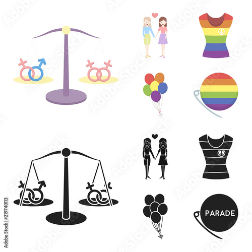 Lesbians, dress, balls, gay parade. Gay set collection icons in cartoon,black style vector symbol stock illustration web.