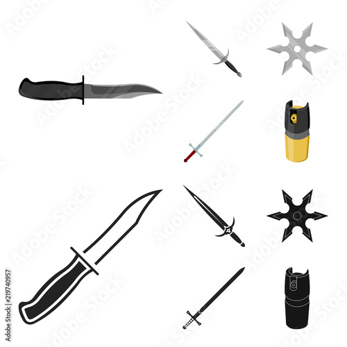 Sword, two-handed sword, gas balloon, shuriken. Weapons set collection icons in cartoon,black style vector symbol stock illustration web.