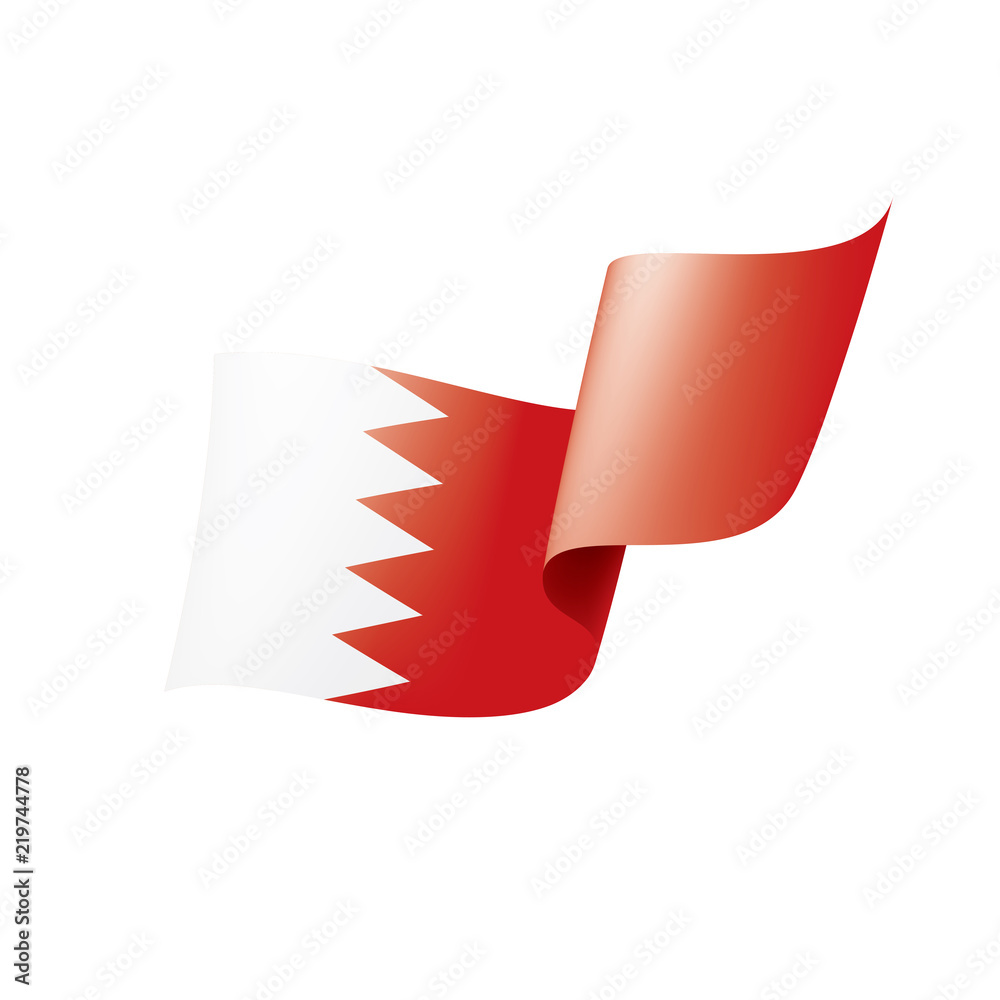 Bahrain flag, vector illustration on a white background Bahrain flag, vector illustration on a white background