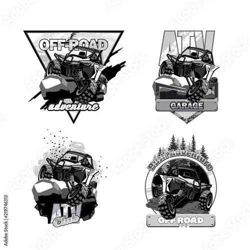 Off-Road ATV Buggy, Black and White Logo.